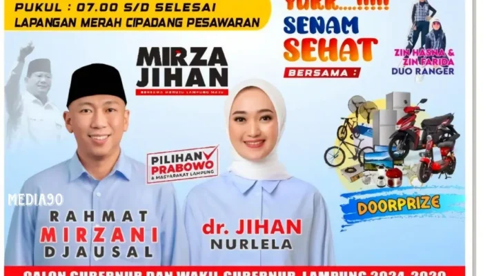 Senam Sehat Berhadiah Motor: Minggu Mirza-Jihan di Lapangan Merah Cipadang Gedong Tataan Pesawaran