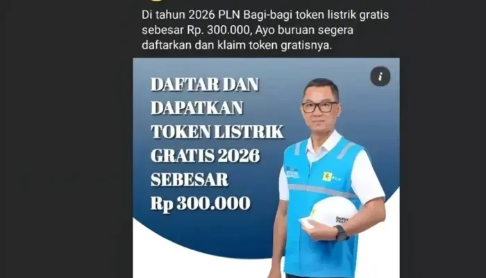 Waspada! Klaim Token Listrik Gratis Rp300 Ribu dari PLN Tahun 2026 Ternyata Hoaks