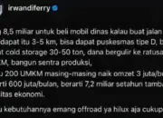 Ferry Irwandi Soroti Anggaran Mobil Dinas Rp8,5 Miliar, Dinilai Bisa Dorong Ekonomi Rakyat