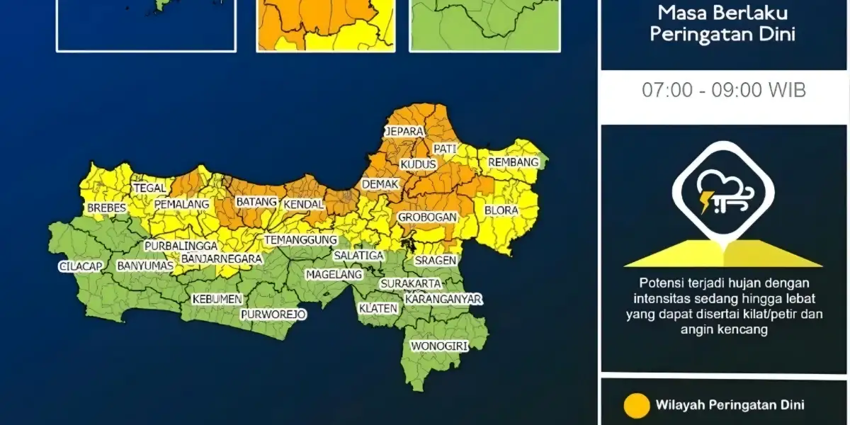 Cuaca Ekstrem Berpotensi Landa Jawa Tengah Hari Ini, Hujan Lebat dan Petir Mengintai