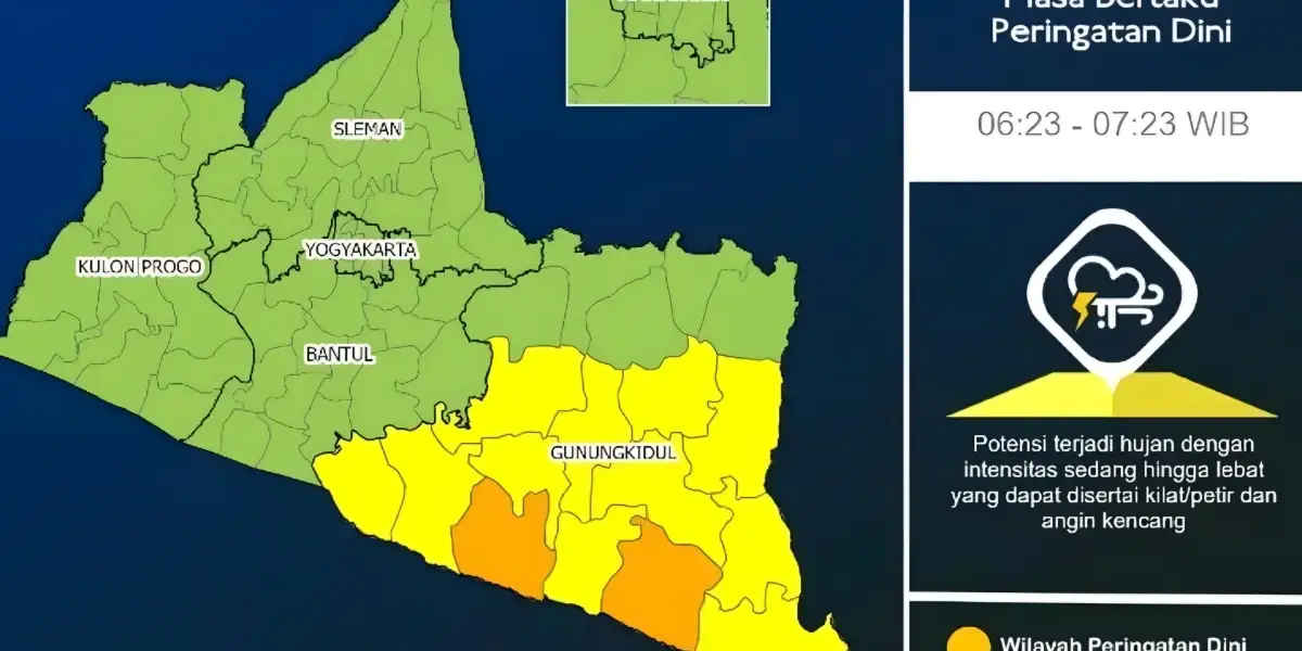 Warga Gunungkidul Diminta Waspada, Hujan Lebat dan Petir Diprediksi Mengguyur Pagi Ini