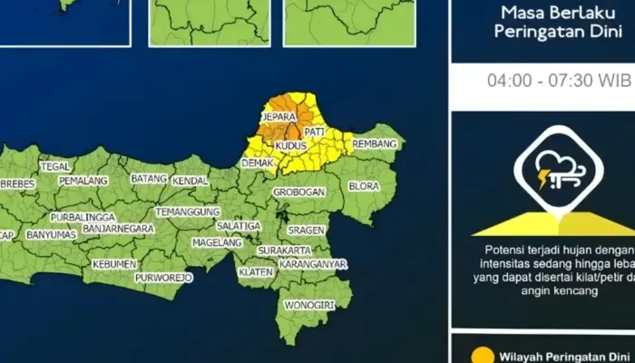 Warga Jawa Tengah Diimbau Waspada Hujan Lebat Disertai Petir, Pati hingga Jepara Zona Risiko