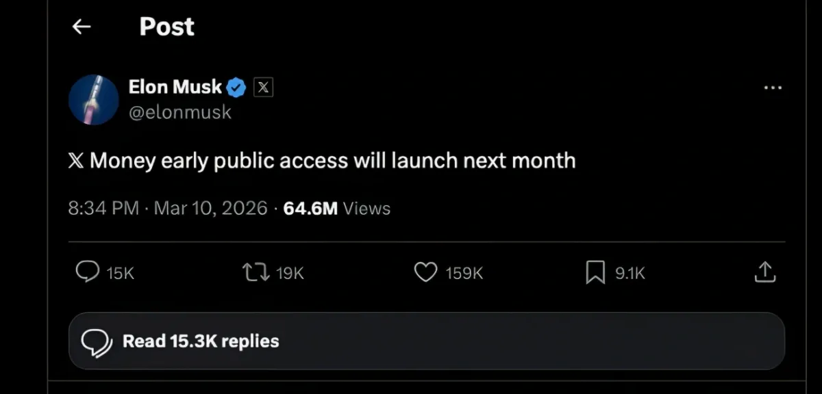 Elon Musk Umumkan X Money Meluncur Bulan Depan dengan Bunga 6 Persen