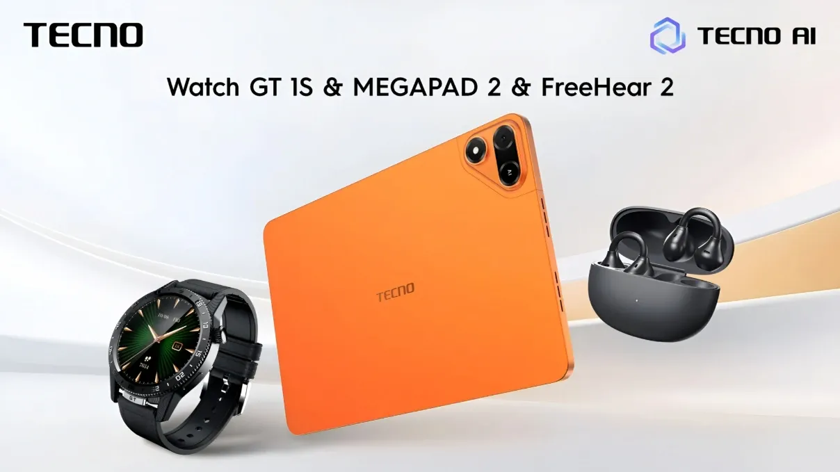 TECNO Hadirkan Tablet, Smartwatch, dan Earbuds Baru: MEGAPAD 2, Watch GT 1S, FreeHear 2