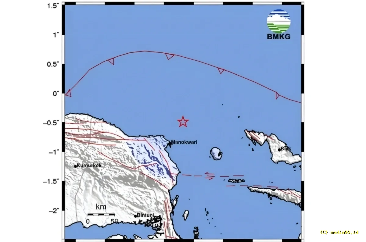Gempa M45 Guncang Manokwari Subuh Hari Getaran Terasa Hingga Skala III MMI