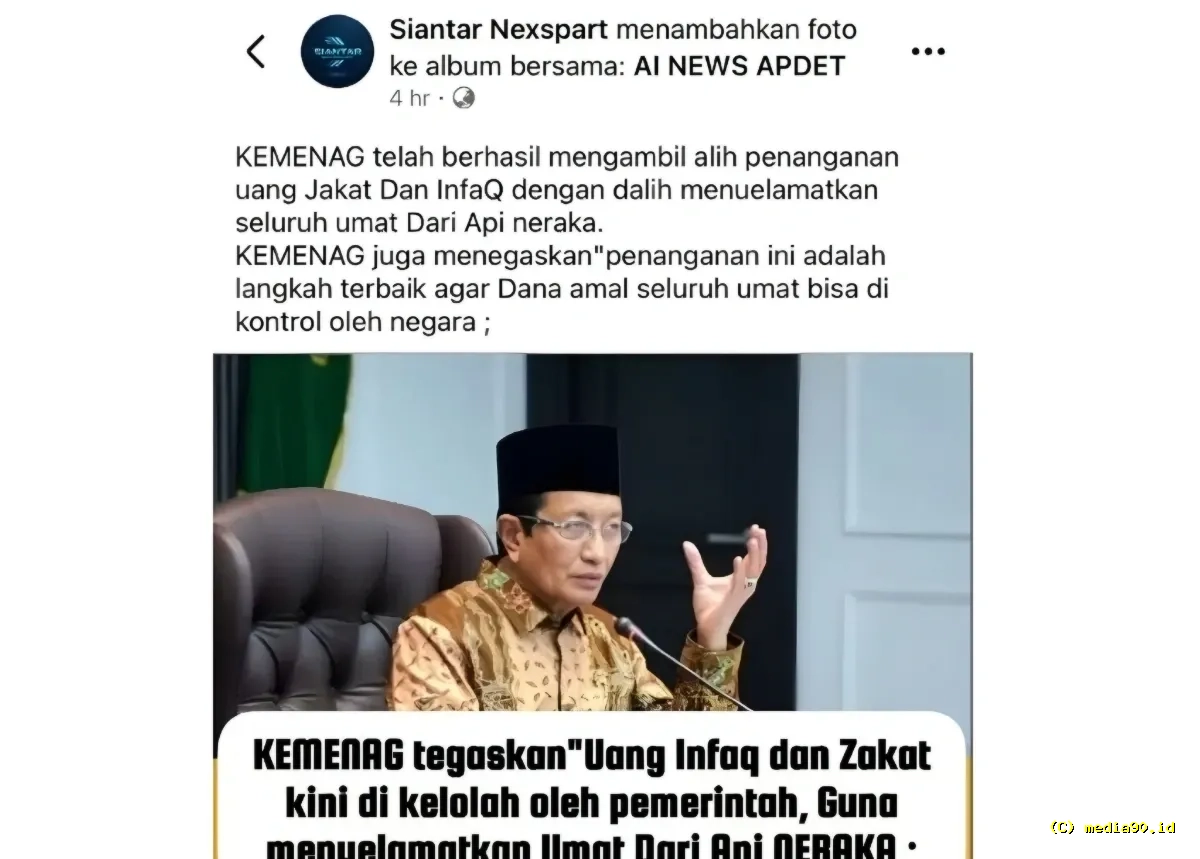 CEK FAKTA Benarkah Kemenag Mengambil Alih Dana Zakat dan Infaq Ini Penjelasannya