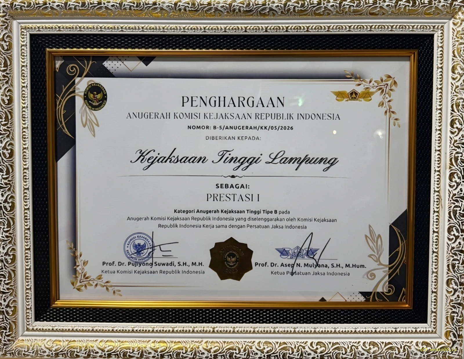 DPRD Lampung Beri Apresiasi atas Prestasi Nasional Kejati Lampung di Anugerah Komisi Kejaksaan RI 2026