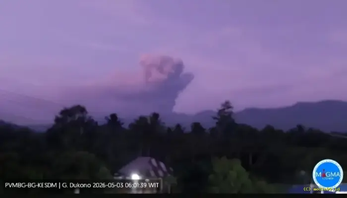Gunung Dukono Erupsi Pagi Ini, Kolom Abu Capai 2.000 Meter, Aktivitas Masih Berlangsung