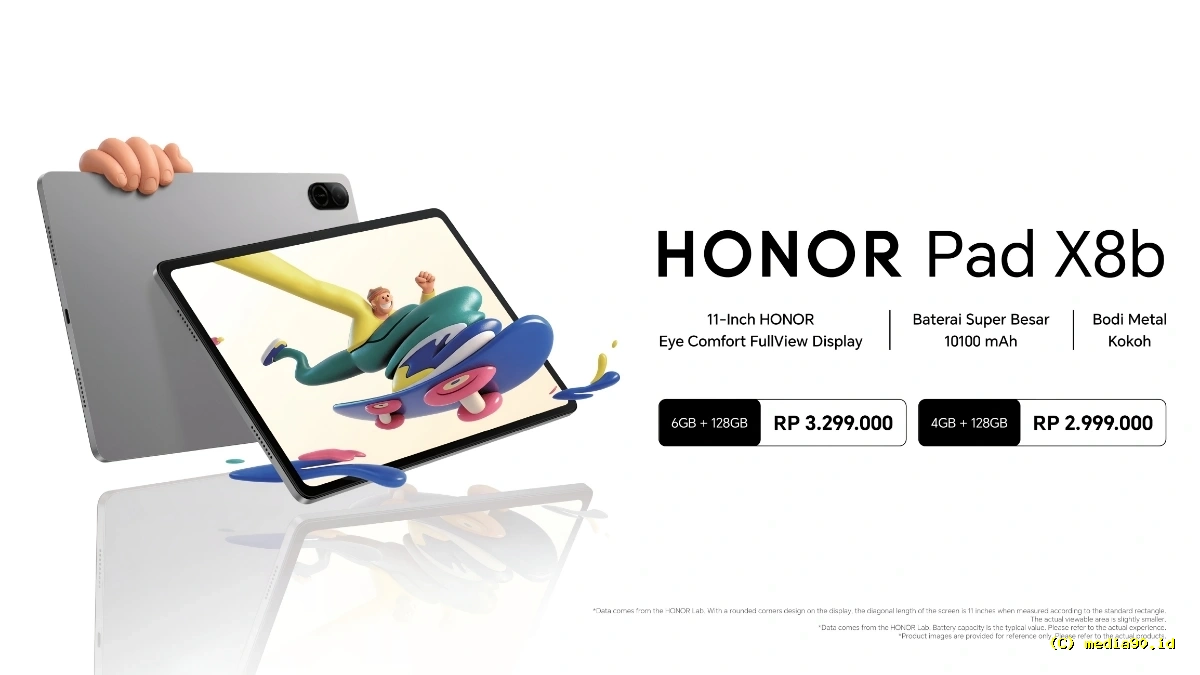 HONOR Pad X8b Meluncur di RI, Tablet Rp3 Jutaan untuk Kebutuhan Harian