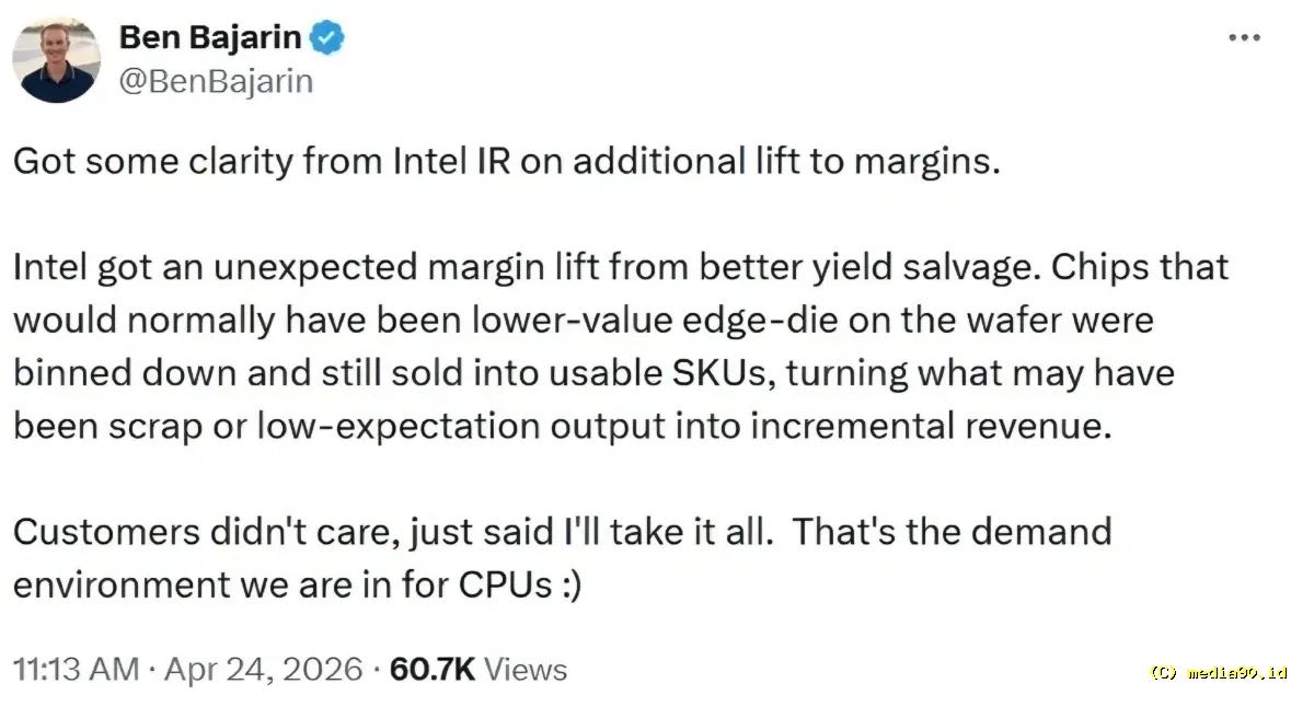 Intel Manfaatkan Chip Gagal Produksi untuk Produk AI, Strategi Tambah Cuan