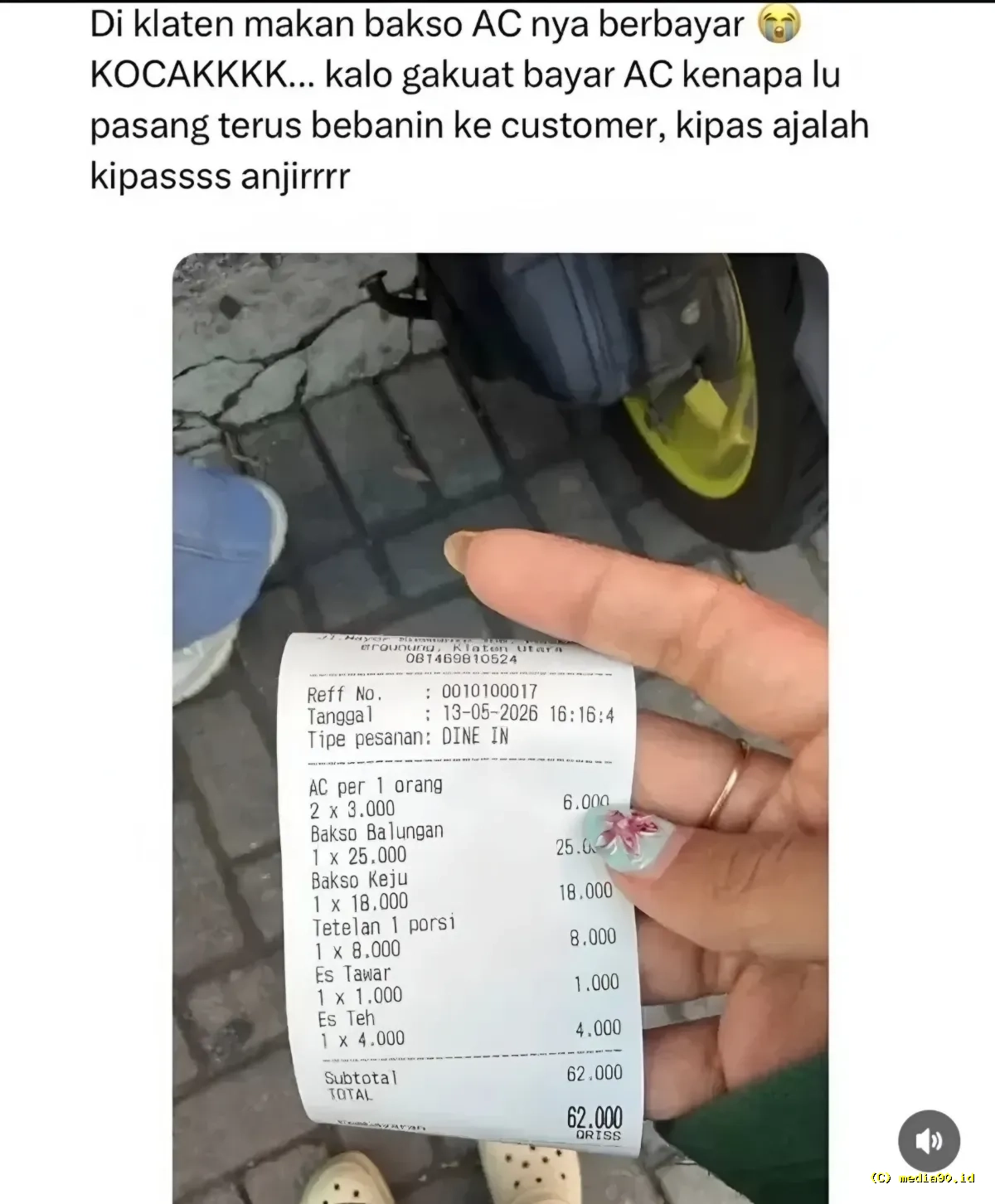 Jadi Perbincangan, Warung Bakso di Klaten Kenakan Tarif AC Rp3 Ribu per Pengunjung