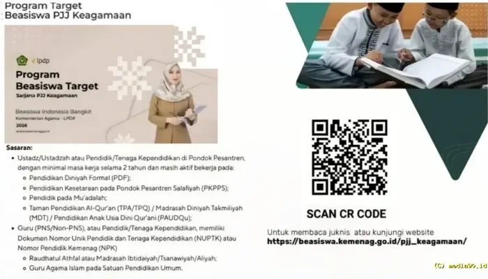 Beasiswa PJJ Keagamaan 2026 Resmi Dibuka, Ustaz dan Guru Bisa Kuliah Gratis