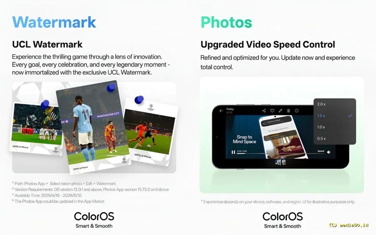 OPPO Rilis Update ColorOS 16: Hadirkan Watermark Resmi UEFA Champions League dan Fitur Baru