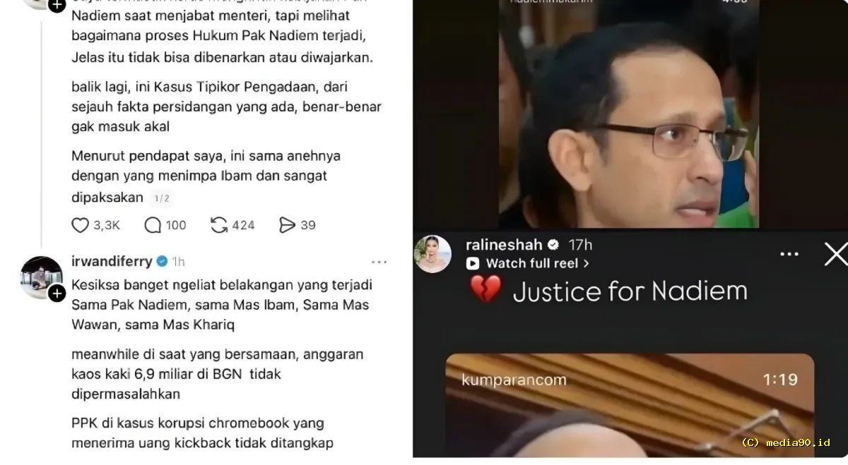 Tuntutan 18 Tahun untuk Nadiem Makarim Picu Reaksi Publik, Jerome Polin hingga Inul Daratista Bersuara