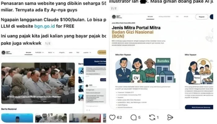 Website BGN Disorot, Netizen Pertanyakan Dugaan Penggunaan Gambar AI dalam Proyek SIPGN
