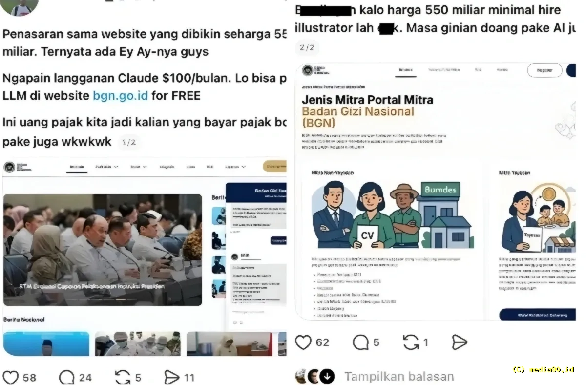 Website BGN Jadi Sorotan Netizen Pertanyakan Visual Diduga Buatan AI