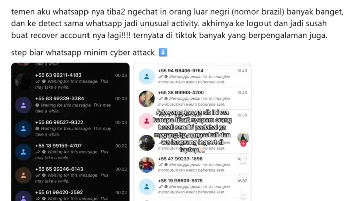 WhatsApp Dibanjiri Spam Nomor Brasil, Sejumlah Akun Mendadak Logout
