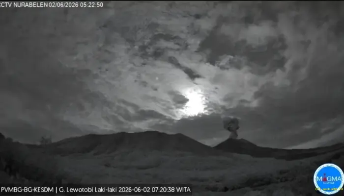 Gunung Lewotobi Laki-Laki Kembali Erupsi, Kolom Abu Capai 600 Meter Warga Diimbau Waspada