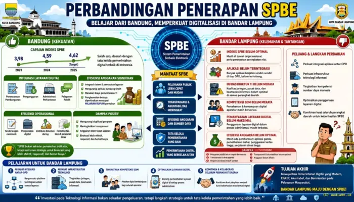 Belajar dari Bandung, Penguatan SPBE Bandar Lampung Berpotensi Tingkatkan Efisiensi Anggaran dan Kualitas Layanan Publik