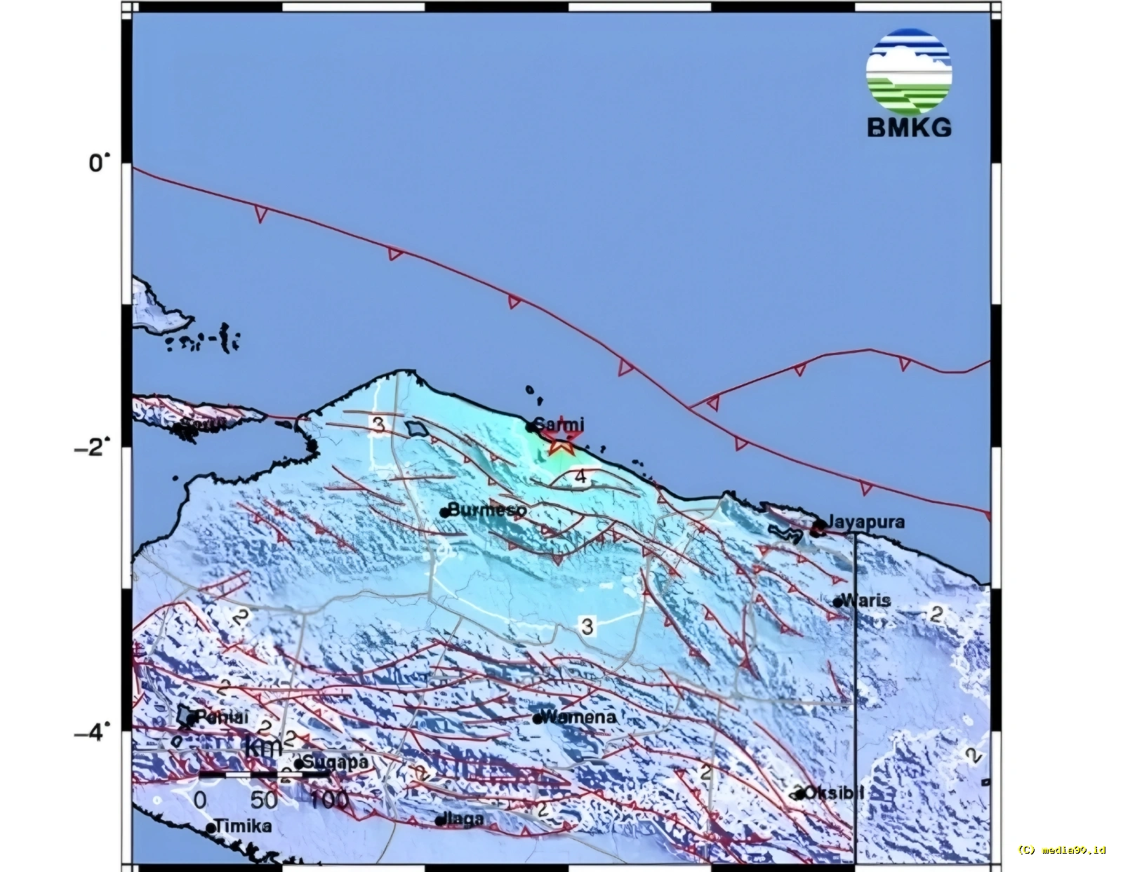 Guncangan Gempa M 5,4 di Sarmi Papua, BMKG Pastikan Tidak Ada Potensi Tsunami