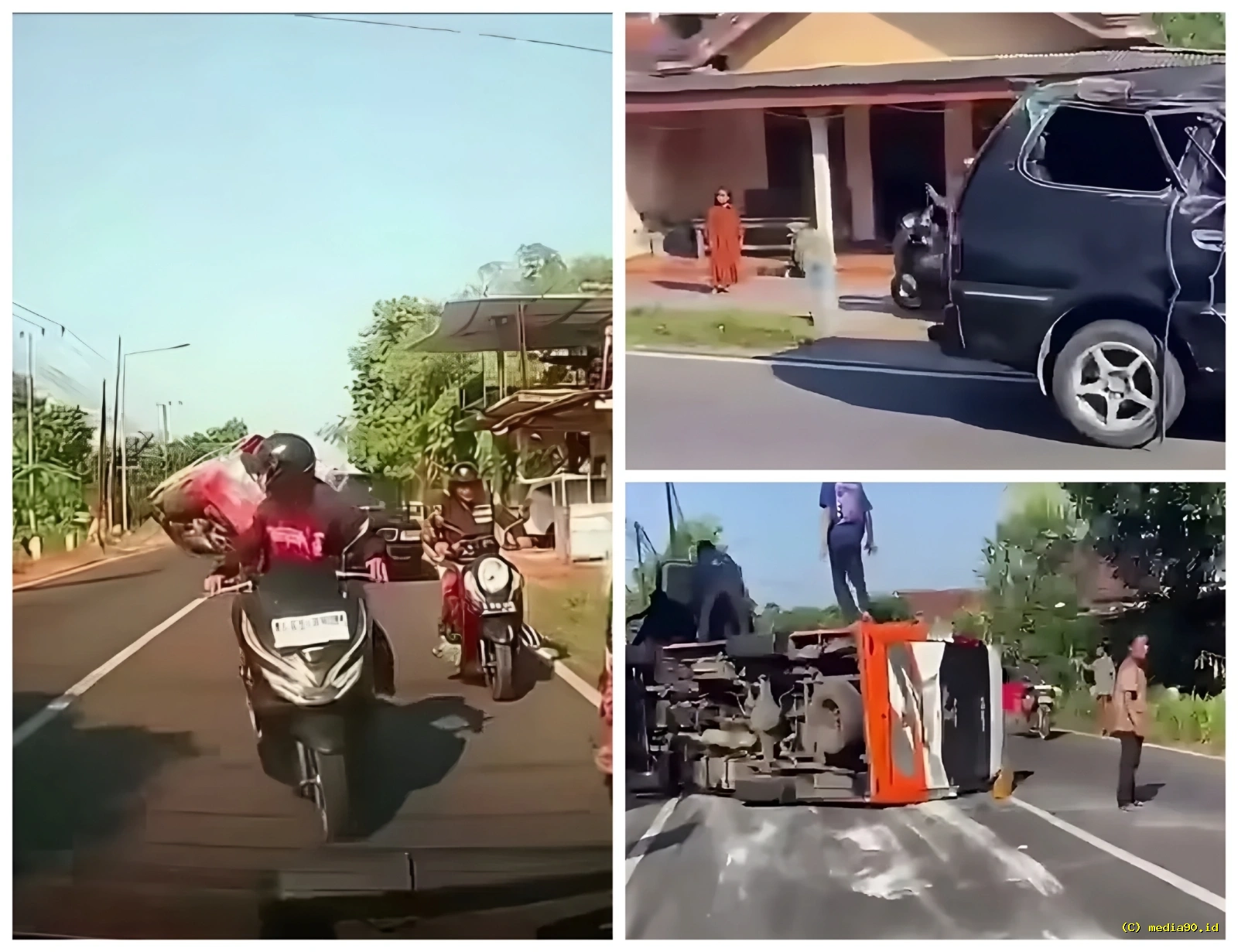 Insiden Mencekam di Kediri, Elf Berisi Rombongan Wisatawan Terbalik hingga Belasan Penumpang Terluka