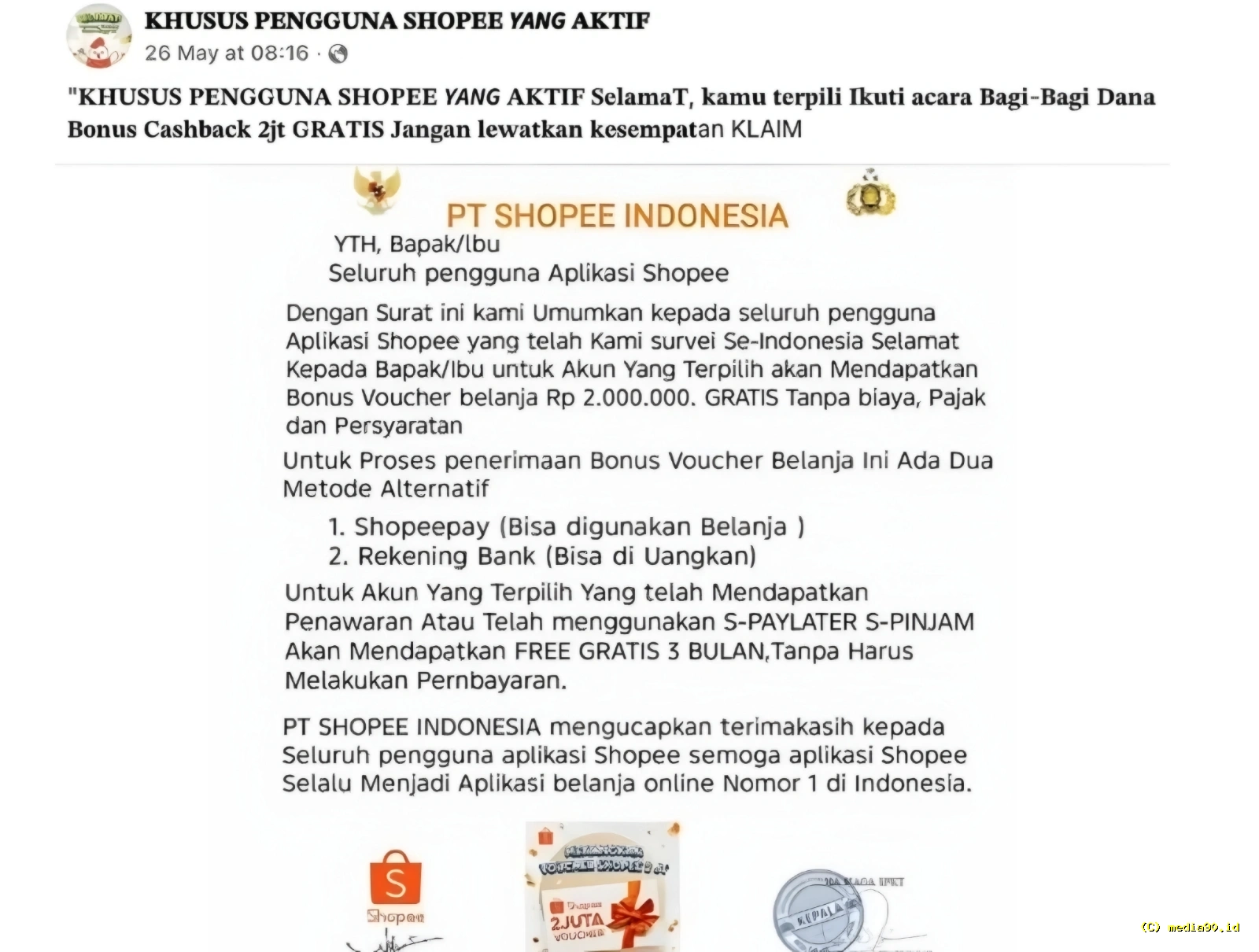 Jangan Terkecoh! Voucher Cashback Shopee Rp2 Juta yang Beredar Ternyata Diragukan Keasliannya
