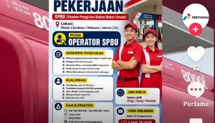 Loker Operator SPBU Mengatasnamakan Pertamina di TikTok Diduga Hoaks, Ini Fakta Rekrutmen Resminya