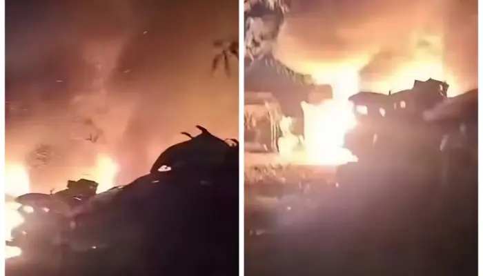 Gudang Pembongkaran Mobil Bekas di Mojolaban Sukoharjo Terbakar, Petugas Berjibaku Jinakkan Api