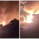 Kebakaran Hebat Landa Gudang Mobil Bekas di Mojolaban Sukoharjo, Petugas Lakukan Pemadaman