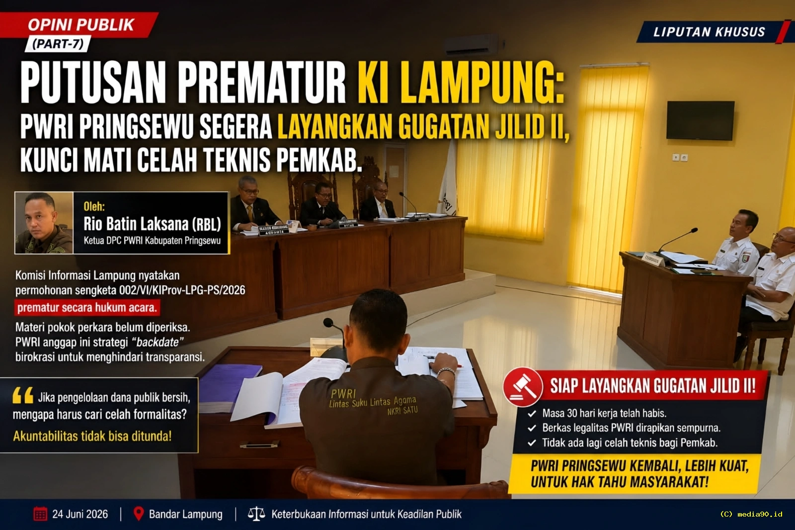 PWRI Pringsewu Siapkan Gugatan Jilid II Soroti Putusan Prematur KI Lampung