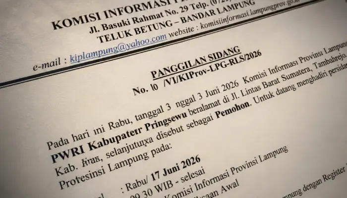 Sengketa Informasi Pringsewu Masuk Sidang, PWRI Siap Uji Transparansi Pengelolaan Anggaran di Komisi Informasi Lampung