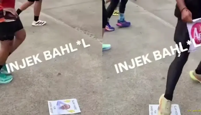 Poster Bahlil di Jakarta Marathon 2026 Jadi Sorotan, Aksi ‘Injak’ di Lintasan Tuai Pro dan Kontra