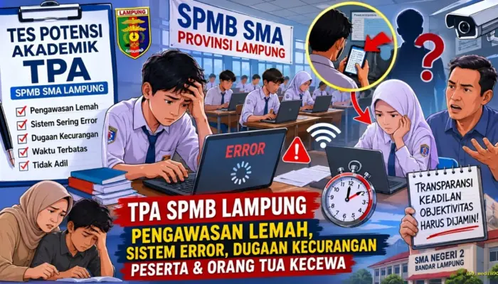 TPA SPMB Lampung Tuai Sorotan, Dugaan Kecurangan dan Gangguan Sistem Picu Kekecewaan Peserta