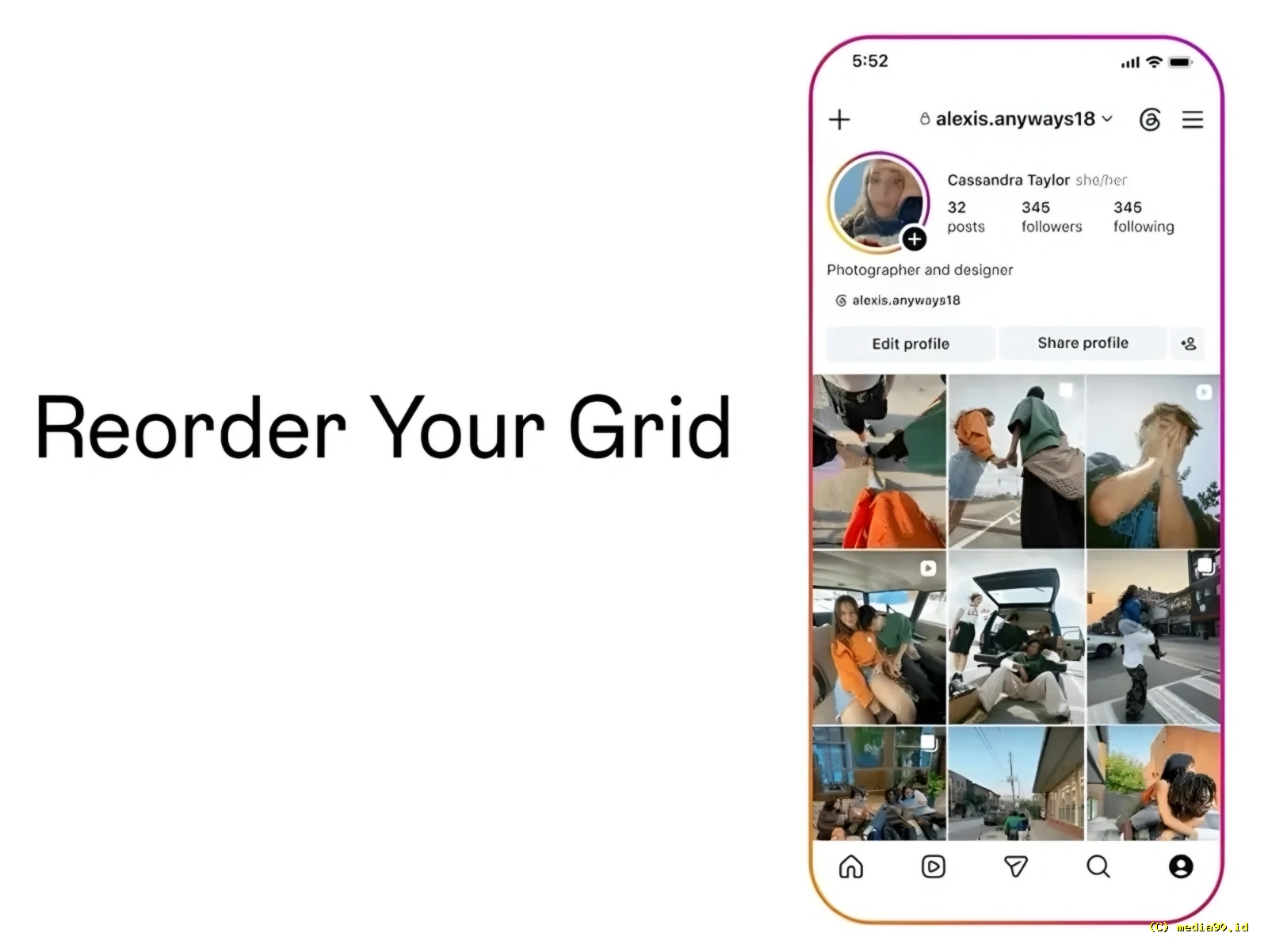 Instagram Resmi Hadirkan Fitur Reorder Your Grid, Kini Profil Bisa Diatur Sesuka Hati