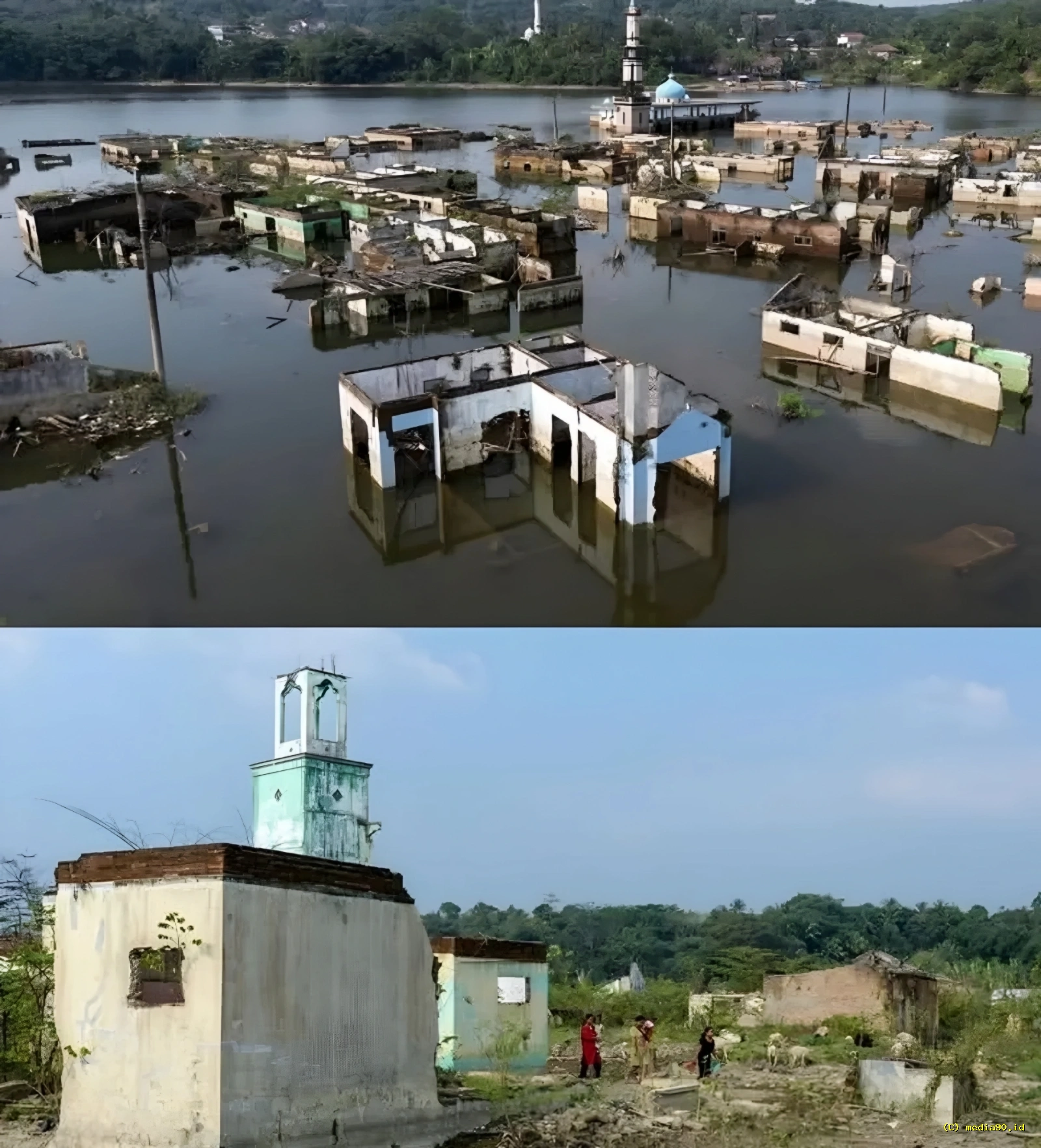 Kampung yang Lama Tenggelam di Bendungan Karian Muncul Kembali, Warga Heboh Saat Musim Kemarau