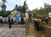 Dukung Program Desa Helau, Polsek Tanjung Bintang dan Uspika Tanjung Sari Gelar Jumat Bersih di Desa Wawasan