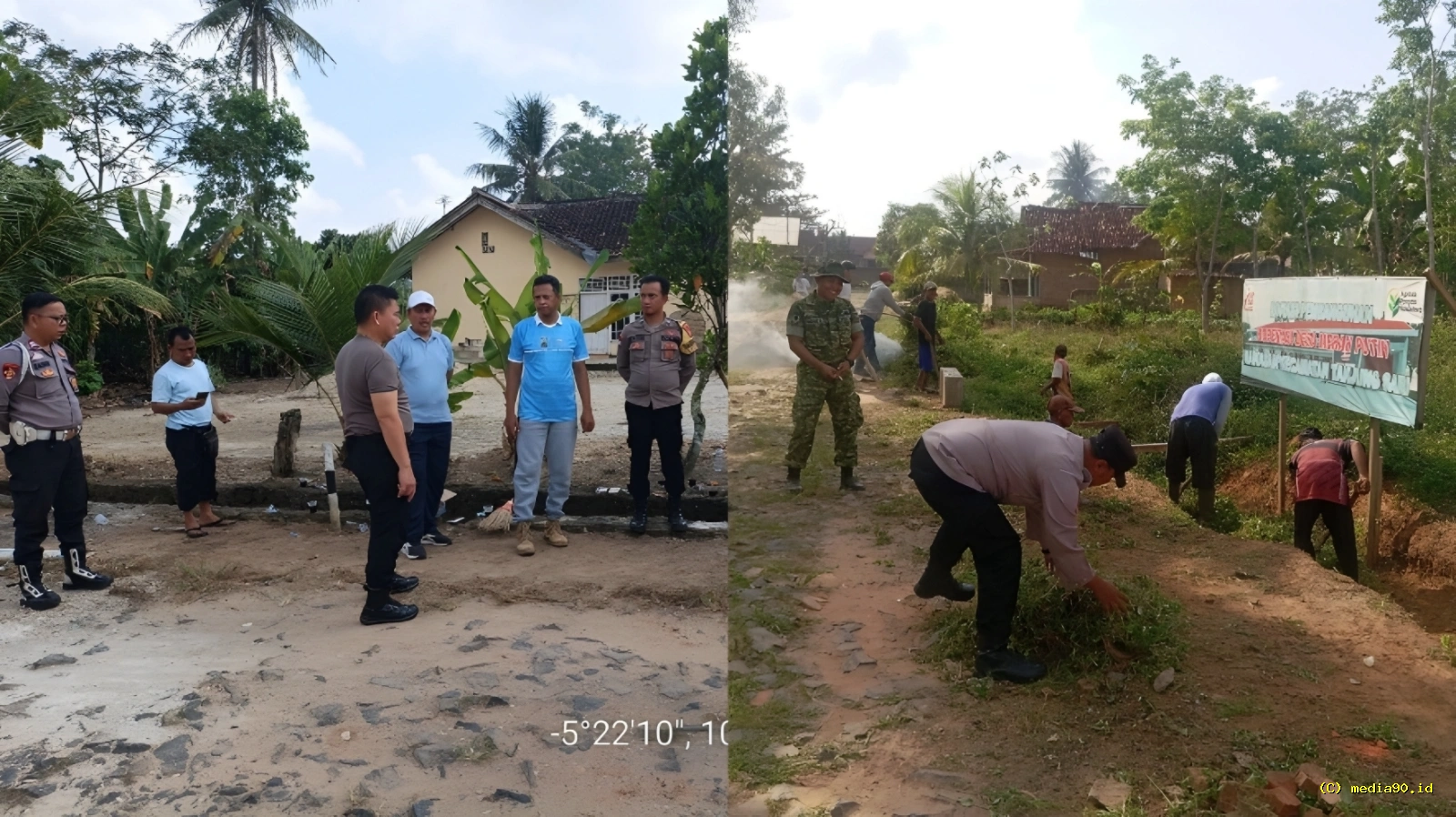 Polsek Tanjung Bintang dan Uspika Tanjung Sari Gotong Royong Bersihkan Desa Wawasan Dukung Program Desa Helau