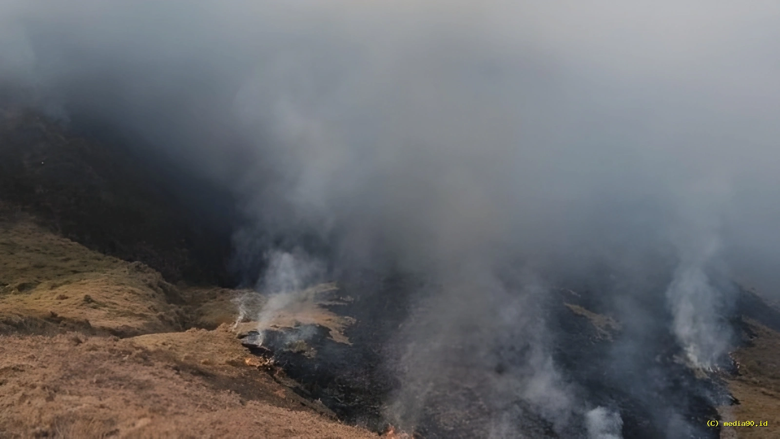 Kebakaran Gunung Bromo Meluas Capai 120 Hektare Helikopter Water Bombing Disiagakan