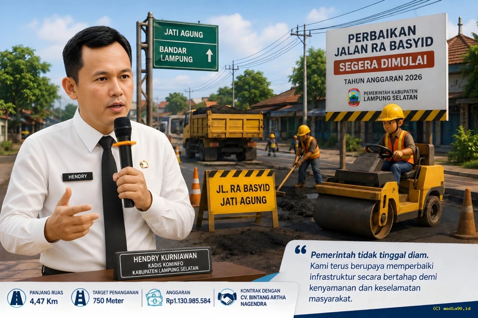 Pemkab Lampung Selatan Siapkan Rp113 Miliar untuk Perbaikan Jalan RA Basyid Jati Agung