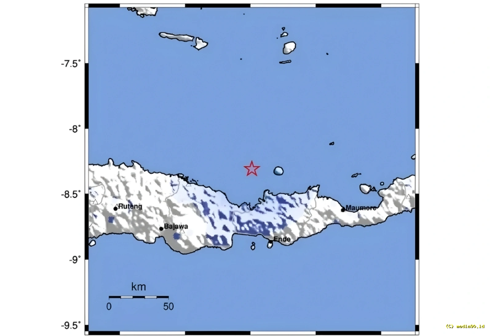 Perairan Timur Laut Mbay Diguncang Gempa M 3,7, BMKG Minta Warga Waspada