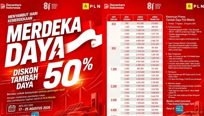 Rayakan HUT ke-81 RI, 2,89 Juta Pelanggan Lampung Bisa Nikmati Diskon Tambah Daya PLN 50 Persen