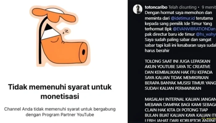 Toton Caribo Tuntut Kanal YouTube TC Creative Dikembalikan, Soroti Dugaan Pemotongan Royalti