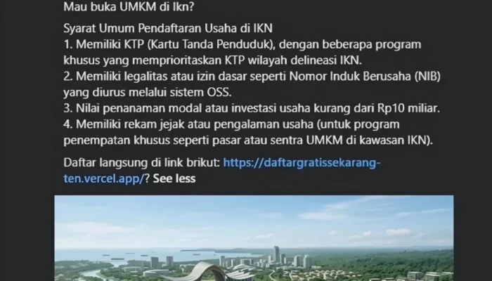 Waspada Link Pendaftaran UMKM di IKN, Ternyata Mencurigakan! Ini Cara Resmi Daftarnya