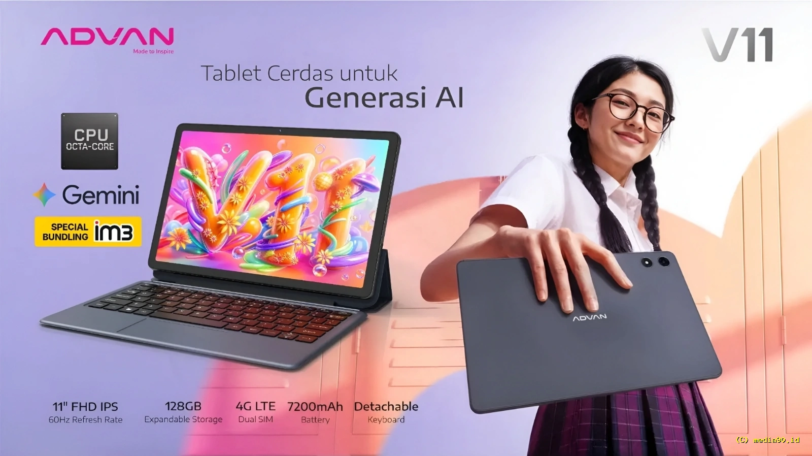 Advan V11 Meluncur dengan Layar IPS 11 Inci, Baterai 7.200 mAh dan Android 16