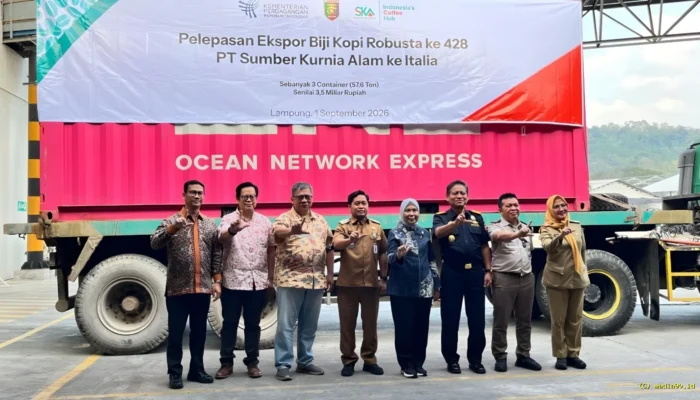Bidik Raja Kopi Dunia, 57,6 Ton Kopi Robusta Lampung Diekspor ke Italia Senilai Rp3,5 Miliar