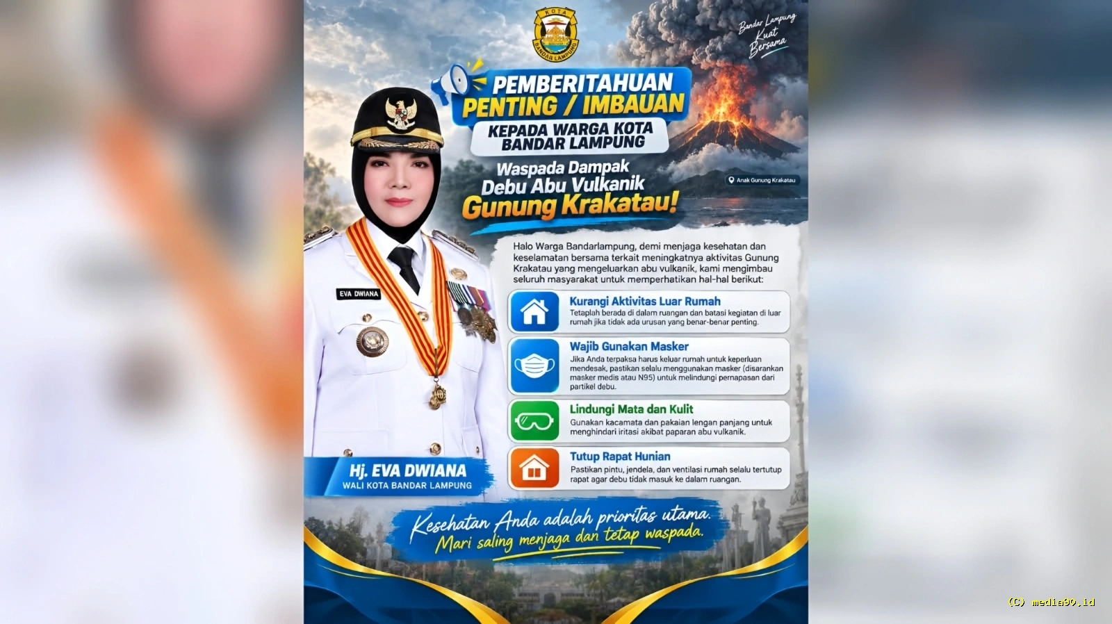 Debu Vulkanik Gunung Anak Krakatau Berpotensi Terbawa Angin Warga Bandar Lampung Diminta Waspada