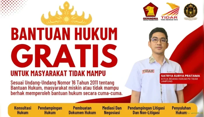 TIDAR Lampung Hadirkan Bantuan Hukum Gratis untuk Masyarakat Tidak Mampu