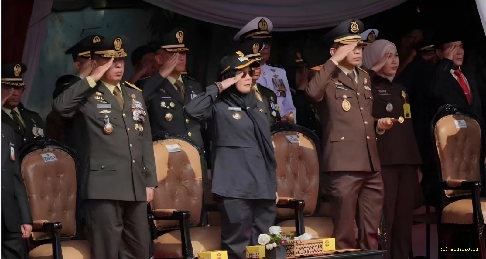 Eva Dwiana Ikuti Parade HUT ke-81 TNI di Lapangan Saburai Bandar Lampung